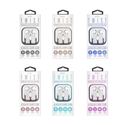 12pcs Twist Earbuds with Mic in Assorted Colors of Pink, Green, Blue, Purple, Black, Rose Gold