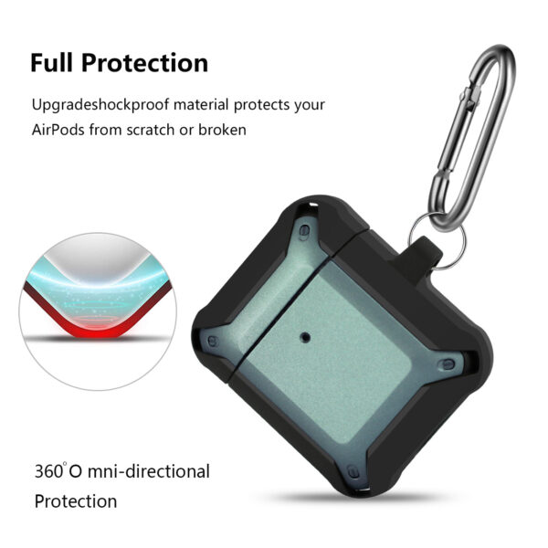 Eggshell 360 degree Protect Case for AirPods In Black and Green - Image 3