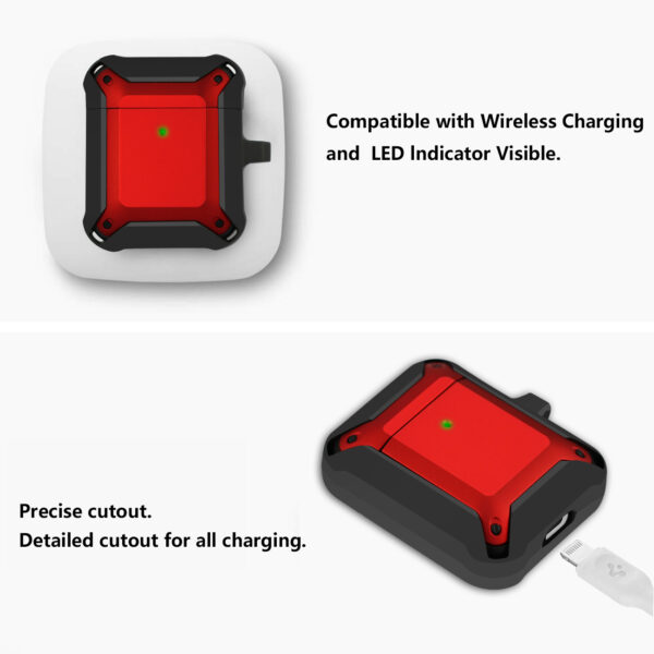 Eggshell 360 degree Protect Case for AirPods In Black and Red - Image 2