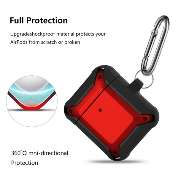Eggshell 360 degree Protect Case for AirPods In Black and Red - Image 3