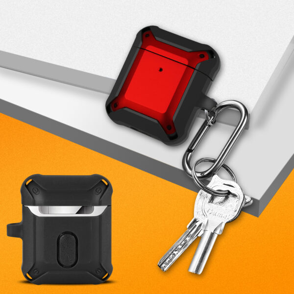 Eggshell 360 degree Protect Case for AirPods In Black and Red - Image 4