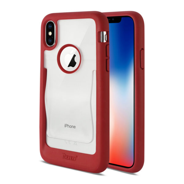 Reiko iPhone X/iPhone XS Belt Clip Polymer Case In Clear Red - Image 2