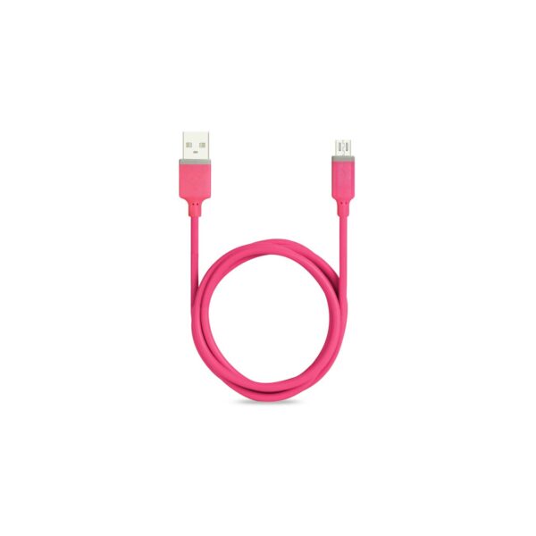 REIKO MICRO USB CAR CHARGER WITH DATA USB CABLE IN HOT PINK - Image 3