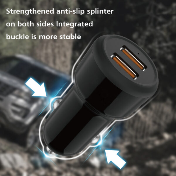 Reiko Micro Portable Car Charger With Built In 3 Ft Cable In Black - Image 2