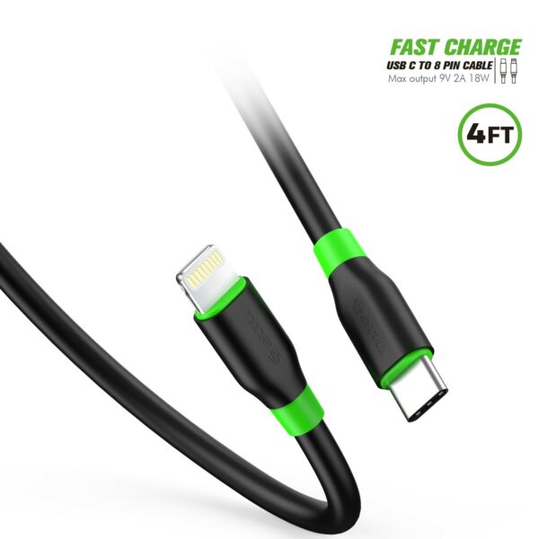 4FT PD Fast Charge USB-C To iPhone Cable Black - Image 2