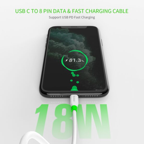 6FT PD Fast Charge USB-C To iPhone Cable White - Image 3