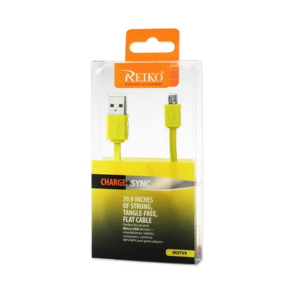 REIKO TANGLE FREE MICRO USB DATA CABLE 3.3FT IN YELLOW - Image 3