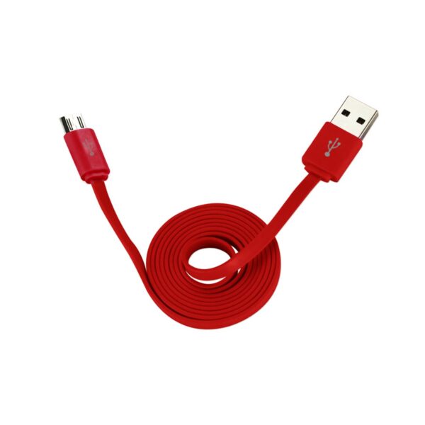 REIKO FLAT MICRO USB DATA CABLE 3.2FT IN RED - Image 2