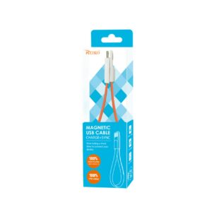 REIKO IPHONE 6 FLAT MAGNETIC GOLD PLATED USB DATA CABLE 0.7 FOOT IN ORANGE - Image 3