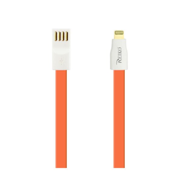 REIKO FLAT MAGNETIC GOLD PLATED MICRO USB DATA CABLE 0.7 FOOT IN ORANGE