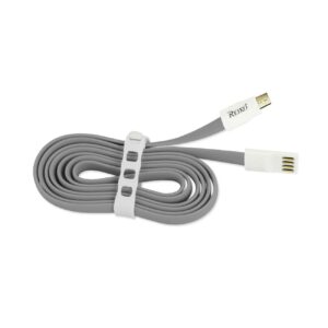 REIKO FLAT MICRO USB GOLD PLATED DATA CABLE 3.9FT WITH CABLE TIE IN GRAY - Image 2