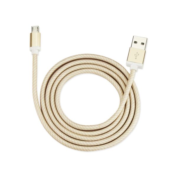 REIKO 3.3FT NYLON BRAIDED MICRO USB CHARGING & SYNC DATA CABLE FOR ANDROID PHONES IN GOLD - Image 3