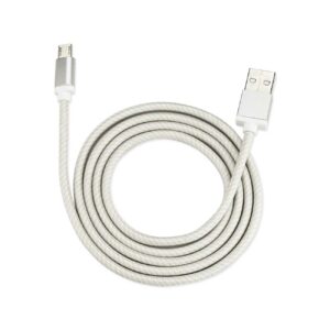 REIKO 3.3FT NYLON BRAIDED MICRO USB CHARGING & SYNC DATA CABLE FOR ANDROID PHONES IN SILVER - Image 3
