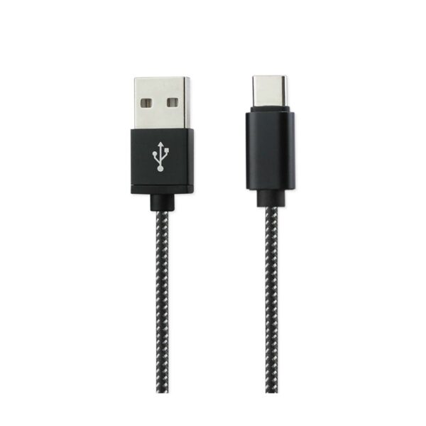 REIKO 3.3FT NYLON BRAIDED MICRO USB 2.0 CHARGING & SYNC DATA CABLE FOR TYPE C DEVICE IN BLACK