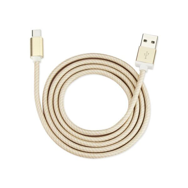 REIKO 3.3FT NYLON BRAIDED MICRO USB 2.0 CHARGING & SYNC DATA CABLE FOR TYPE C DEVICE IN GOLD - Image 3