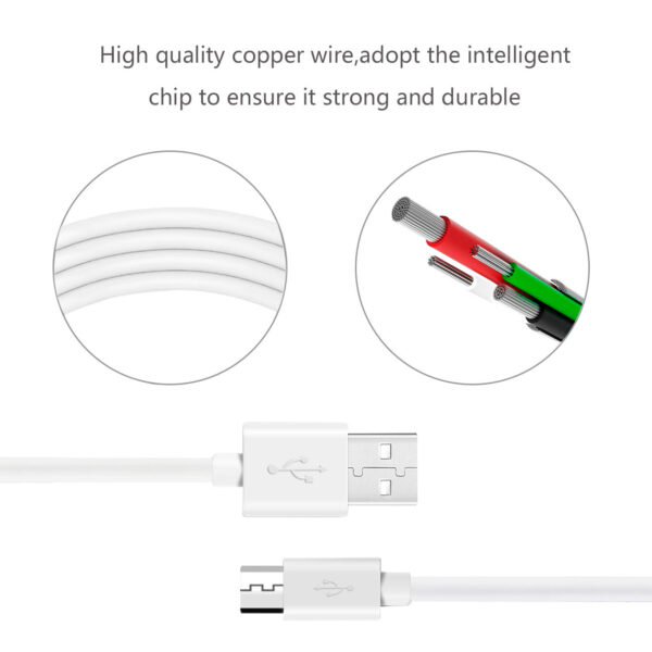 Reiko 3.3FT PVC Material Micro USB 2.0 Data Cable In White And Simple Packaging - Image 3