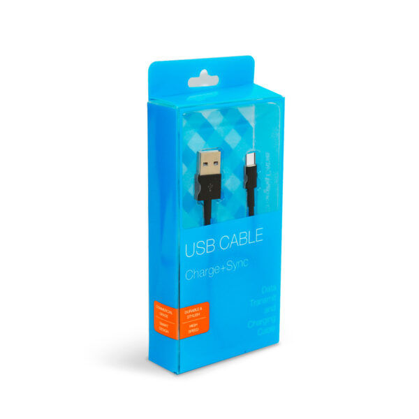 Reiko 3.3FT PVC Material Type C USB 2.0 Data Cable In Black And Luxury Packaging - Image 3