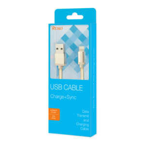 Reiko 3.3FT Metal Connector & Nylon Braided 8 PIN USB 2.0 Data Cable In Gold - Image 4