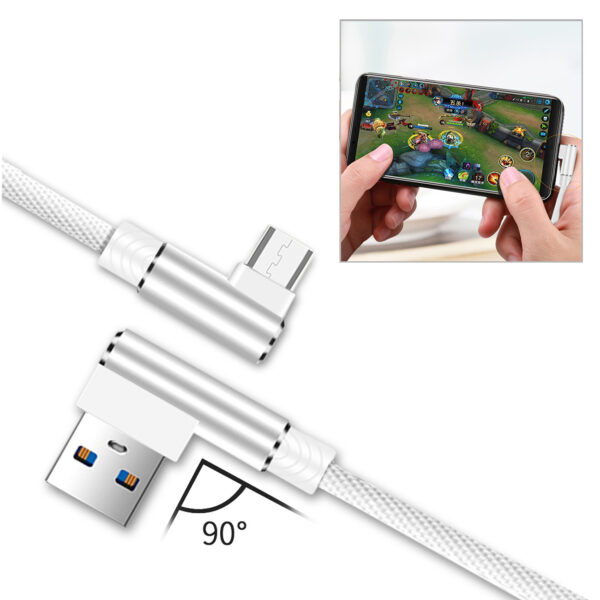 Reiko 3.3FT Nylon Braided Material Micro USB 2.0 Data Cable In White - Image 3