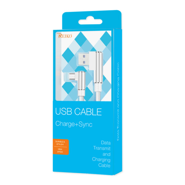 Reiko 3.3FT Nylon Braided Material Micro USB 2.0 Data Cable In White - Image 4