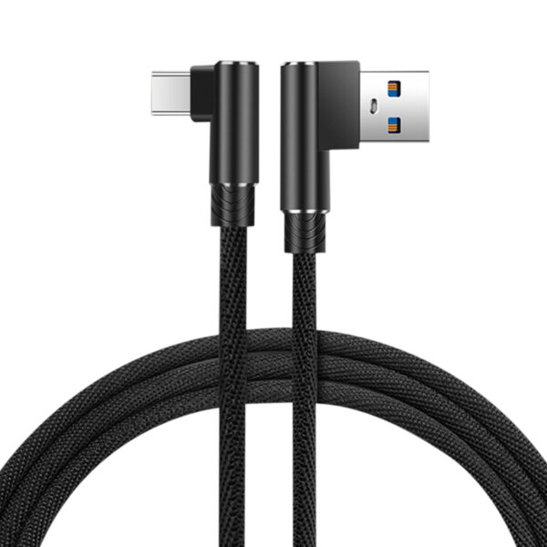 Reiko 3.3FT Nylon braided Material Type C USB 2.0 Data Cable In Black