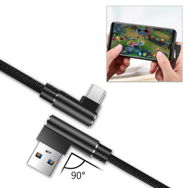 Reiko 3.3FT Nylon braided Material Type C USB 2.0 Data Cable In Black - Image 2