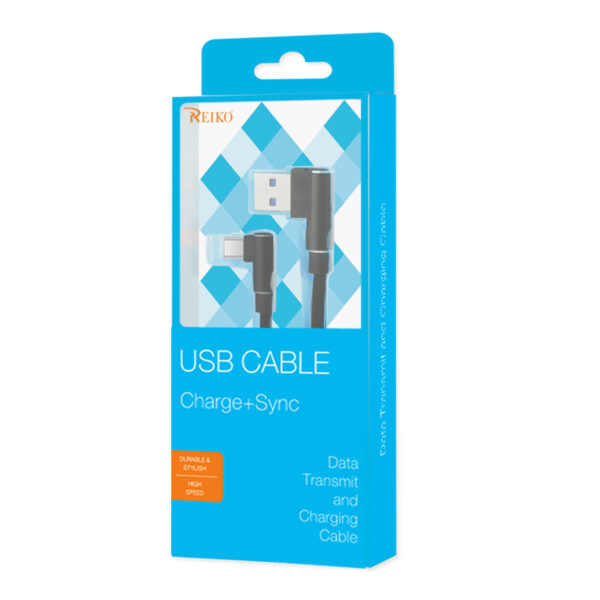 Reiko 3.3FT Nylon braided Material Type C USB 2.0 Data Cable In Black - Image 4