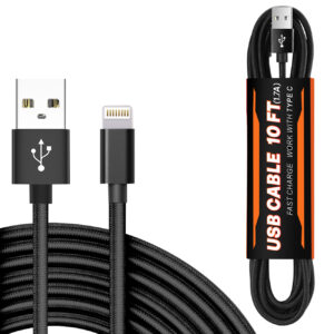 1.7A 10FT USB Cable For IOS In Black