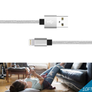 1.7A 10FT USB Cable For IOS In Silver - Image 2