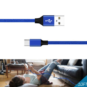 1.7A 10FT USB Cable For TYPE-C In Blue - Image 2