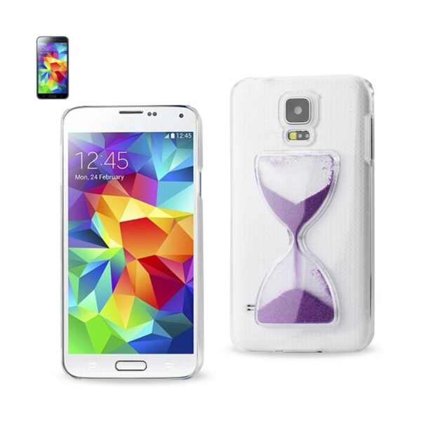 REIKO SAMSUNG GALAXY S5 3D SAND CLOCK CLEAR CASE IN PURPLE