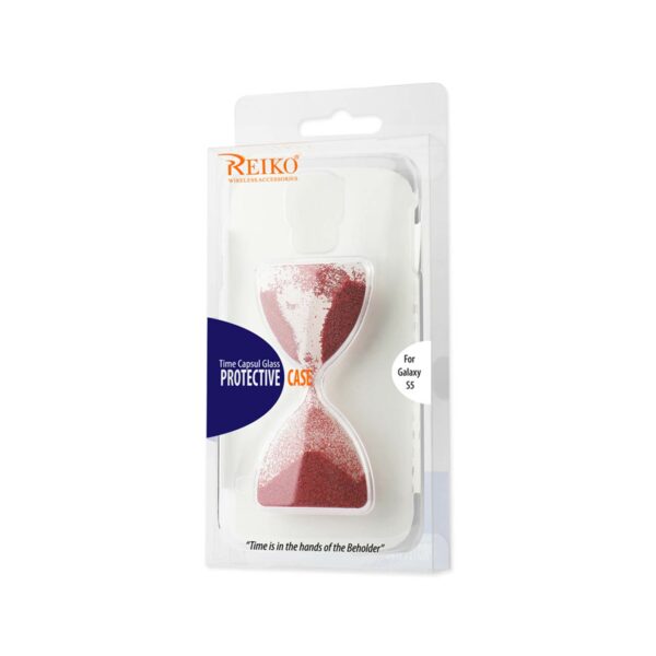 REIKO SAMSUNG GALAXY S5 3D SAND CLOCK CLEAR CASE IN RED - Image 4