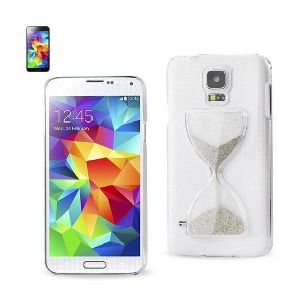REIKO SAMSUNG GALAXY S5 3D SAND CLOCK CLEAR CASE IN SILVER