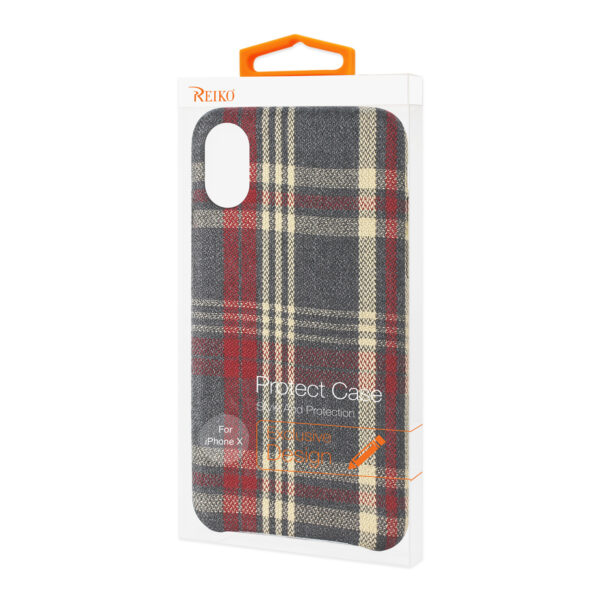 Reiko iPhone X/iPhone XS Checked Fabric Case In Red - Image 4