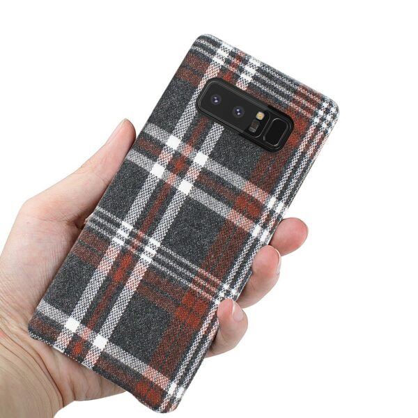 Reiko Samsung Galaxy Note 8 Checked Fabric Case In Brown - Image 3