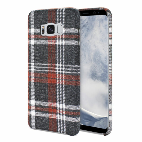 Reiko Samsung Galaxy S8 Checked Fabric Case In Brown - Image 2