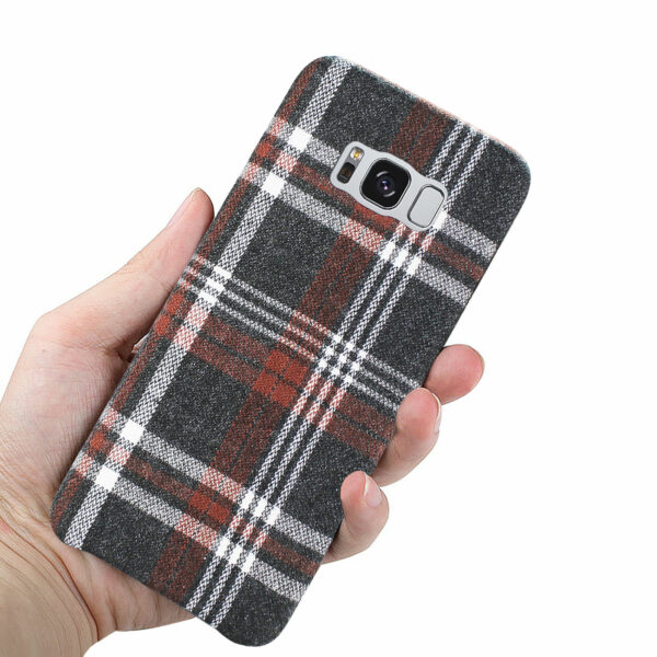 Reiko Samsung Galaxy S8 Checked Fabric Case In Brown - Image 3
