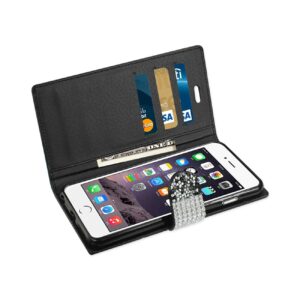 REIKO IPHONE 6 PLUS DIAMOND RHINESTONE WALLET CASE IN BLACK - Image 3
