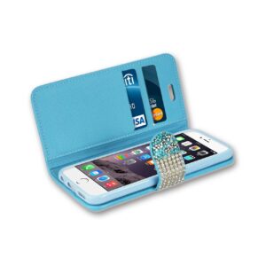 REIKO IPHONE 6 DIAMOND RHINESTONE WALLET CASE IN BLUE - Image 2