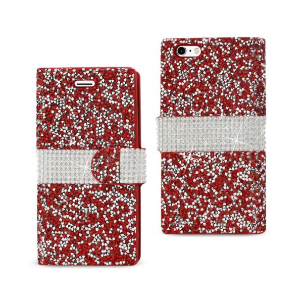 REIKO IPHONE 6 DIAMOND RHINESTONE WALLET CASE IN RED