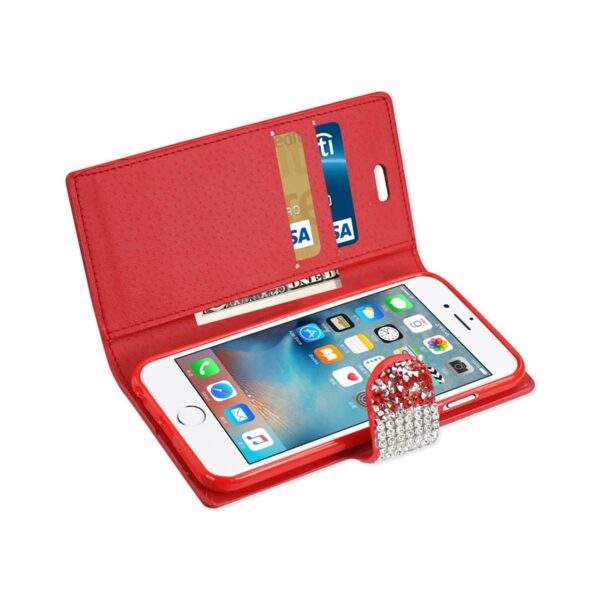 REIKO IPHONE 6 DIAMOND RHINESTONE WALLET CASE IN RED - Image 3