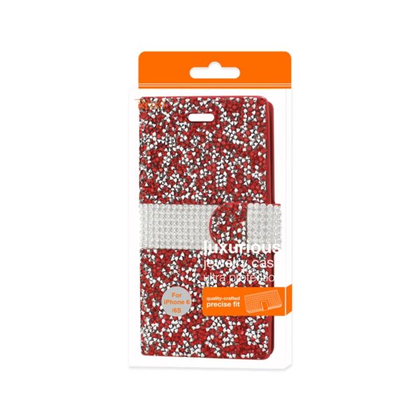 REIKO IPHONE 6 DIAMOND RHINESTONE WALLET CASE IN RED - Image 4