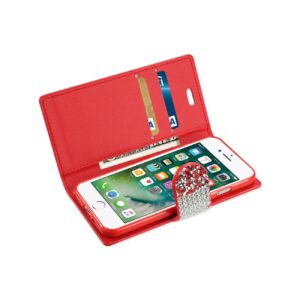 Reiko iPhone 7/8/SE2 Diamond Rhinestone Wallet Case In Red - Image 3