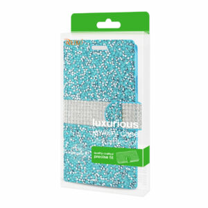 REIKO iPhone X/iPhone XS DIAMOND RHINESTONE WALLET CASE IN BLUE - Image 4