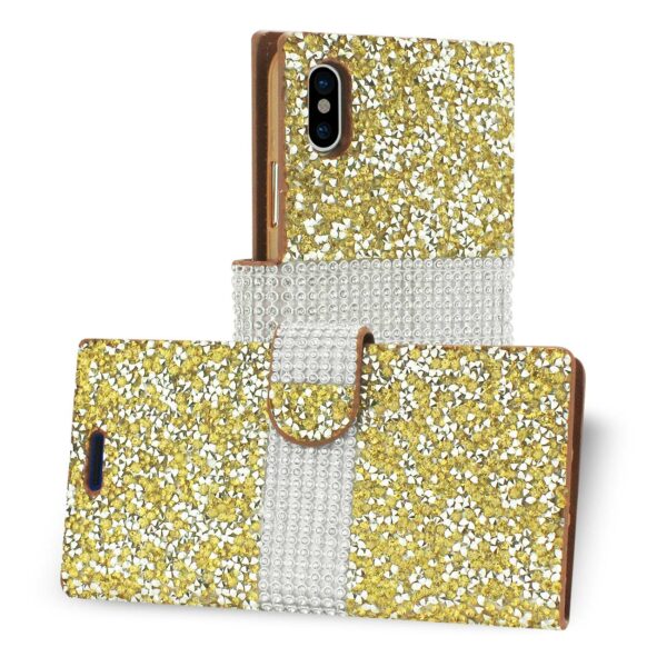 REIKO iPhone X/iPhone XS DIAMOND RHINESTONE WALLET CASE IN GOLD - Image 2