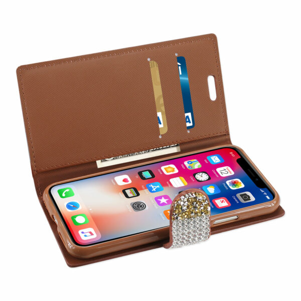 REIKO iPhone X/iPhone XS DIAMOND RHINESTONE WALLET CASE IN GOLD - Image 3
