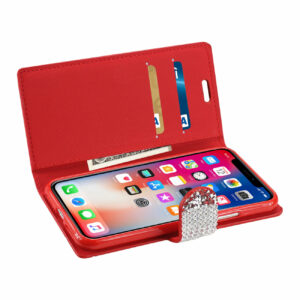REIKO iPhone X/iPhone XS DIAMOND RHINESTONE WALLET CASE IN RED - Image 3