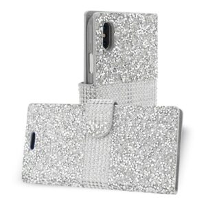 REIKO iPhone X/iPhone XS DIAMOND RHINESTONE WALLET CASE IN SILVER - Image 2