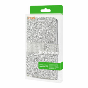 REIKO iPhone X/iPhone XS DIAMOND RHINESTONE WALLET CASE IN SILVER - Image 4
