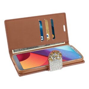 REIKO LG G6 DIAMOND RHINESTONE WALLET CASE IN GOLD - Image 3